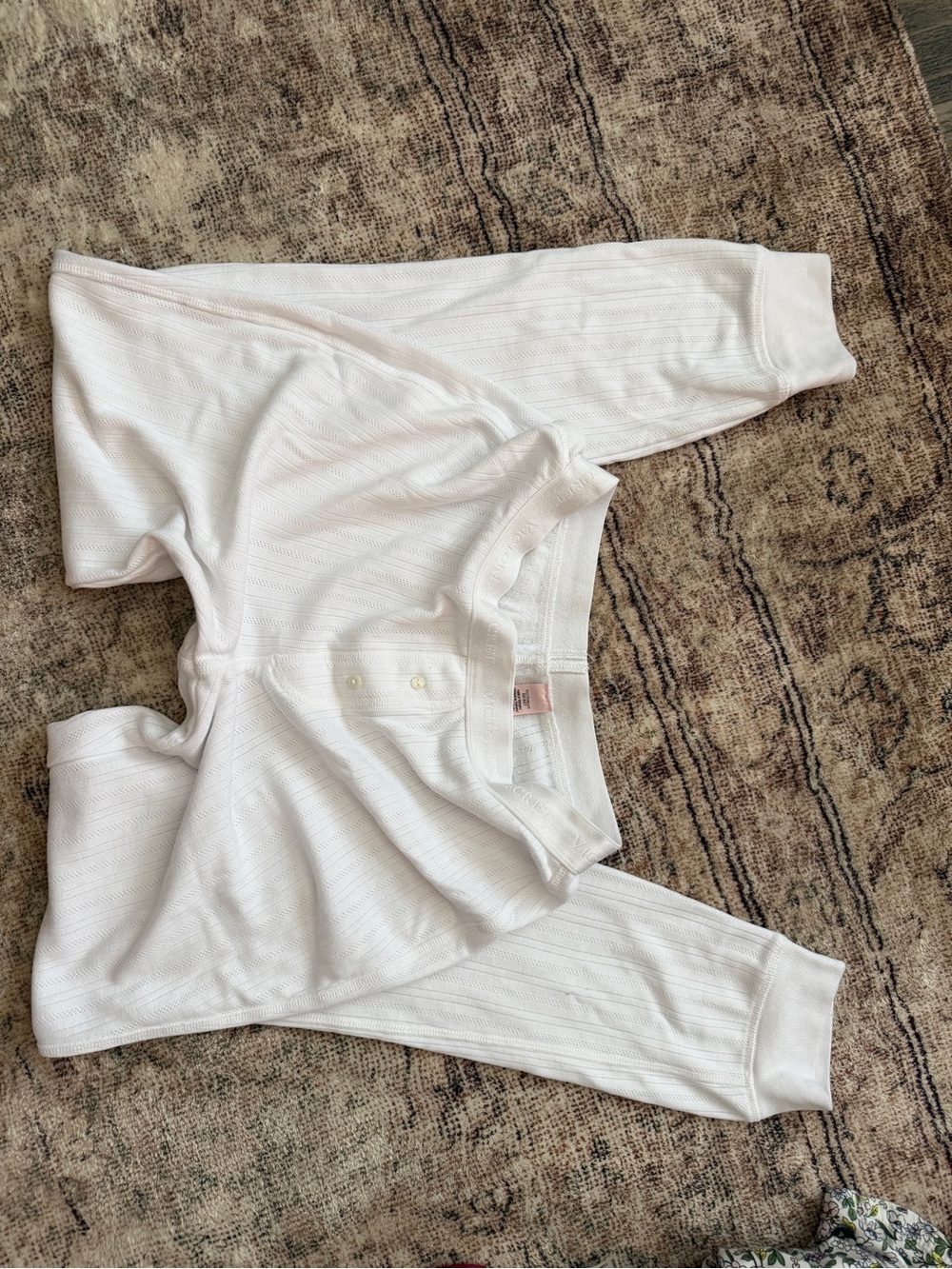 Women's White Ribbed pajamas pants